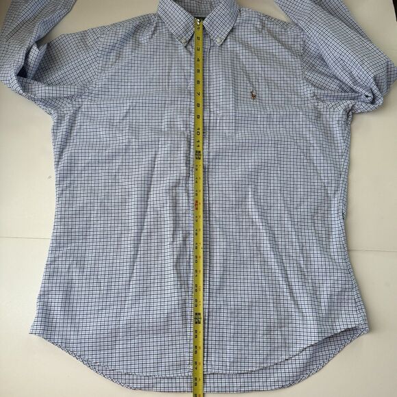 Ralph Lauren Custom Fit Button Down Blue White Checkered Shirt Men Large - Picture 6 of 14